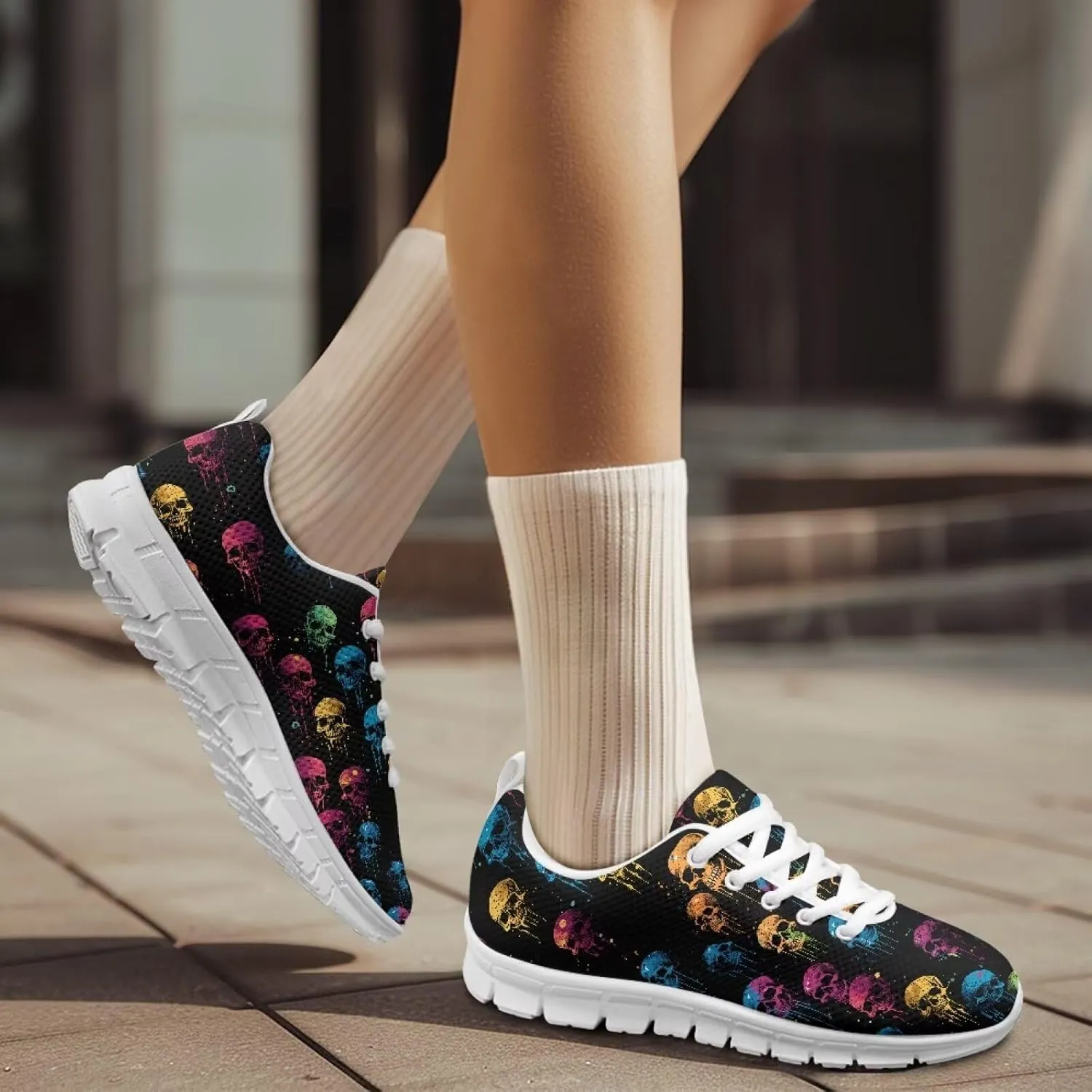 Doojoayie Wide Width Womens Running Shoes with Lace Up for Ladies Tennis Shoes
