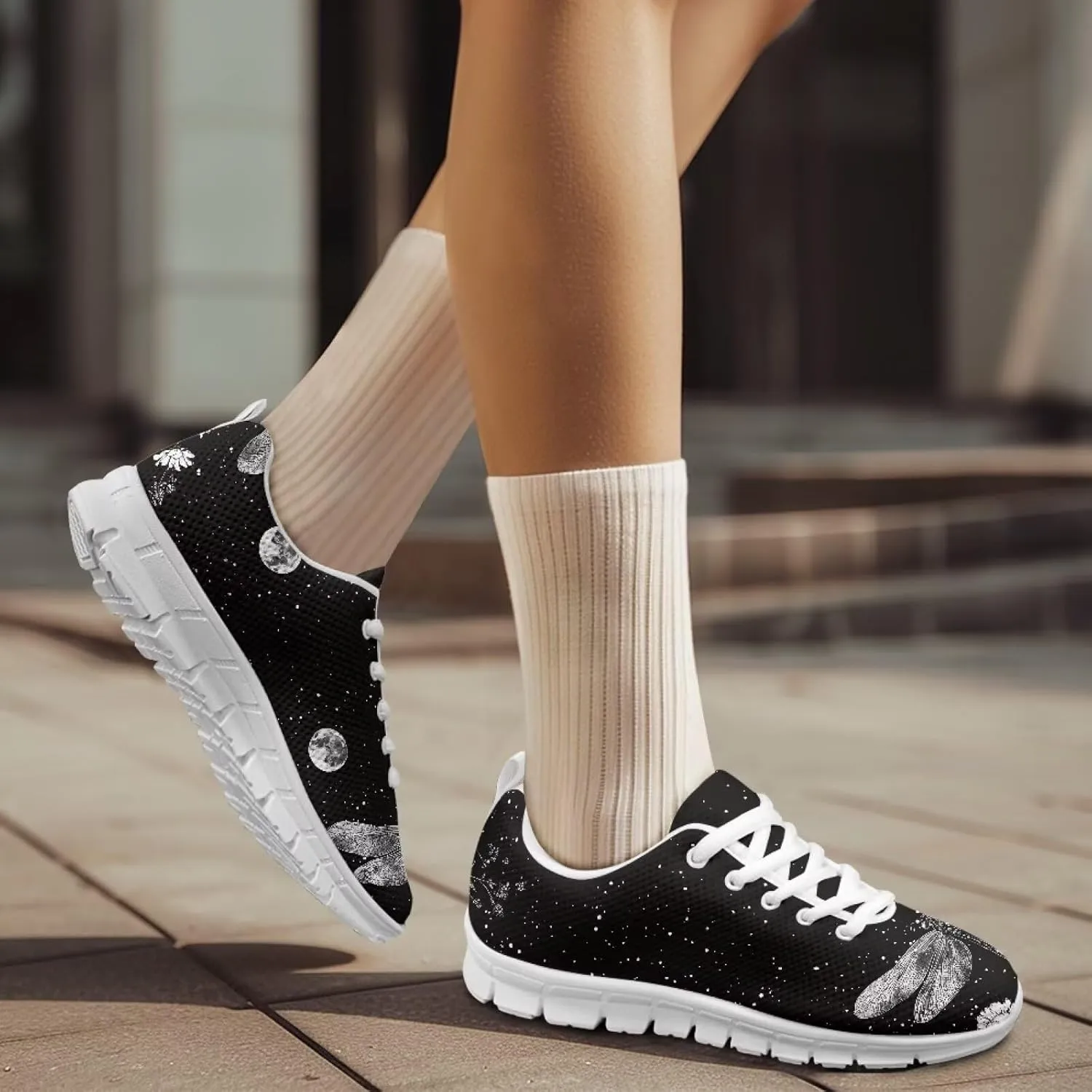 Doojoayie Wide Width Womens Running Shoes with Lace Up for Ladies Tennis Shoes