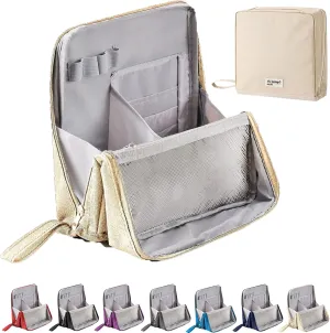 Doresty Makeup Bag, Doresty Standing Makeup Bag, Portable, Large Capacity, Vertical Large Opening Waterproof Multifunctional Stand Up Bags With Compartments (A)
