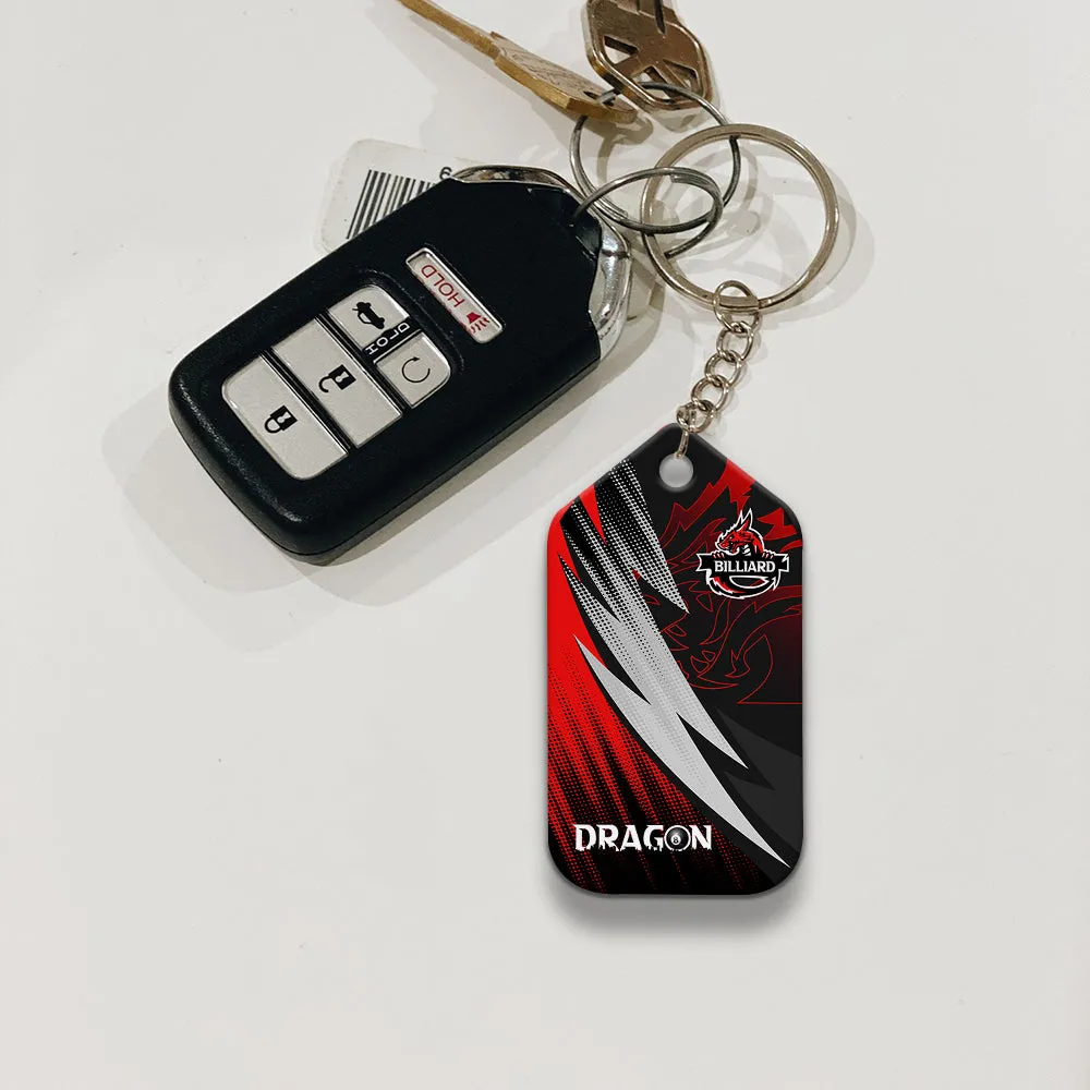 Dragon Team Billiard Pool 8 Ball On Fire Personalized Name Keychain Gift For Billiard Players