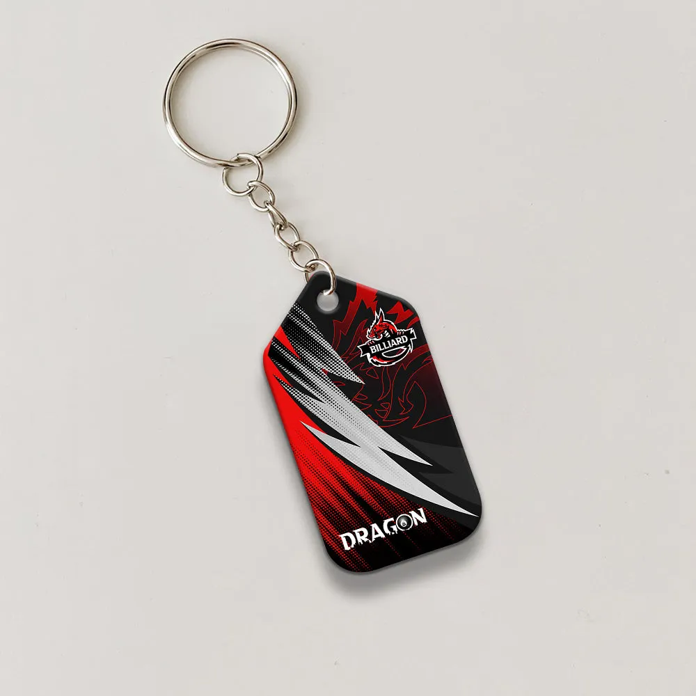 Dragon Team Billiard Pool 8 Ball On Fire Personalized Name Keychain Gift For Billiard Players