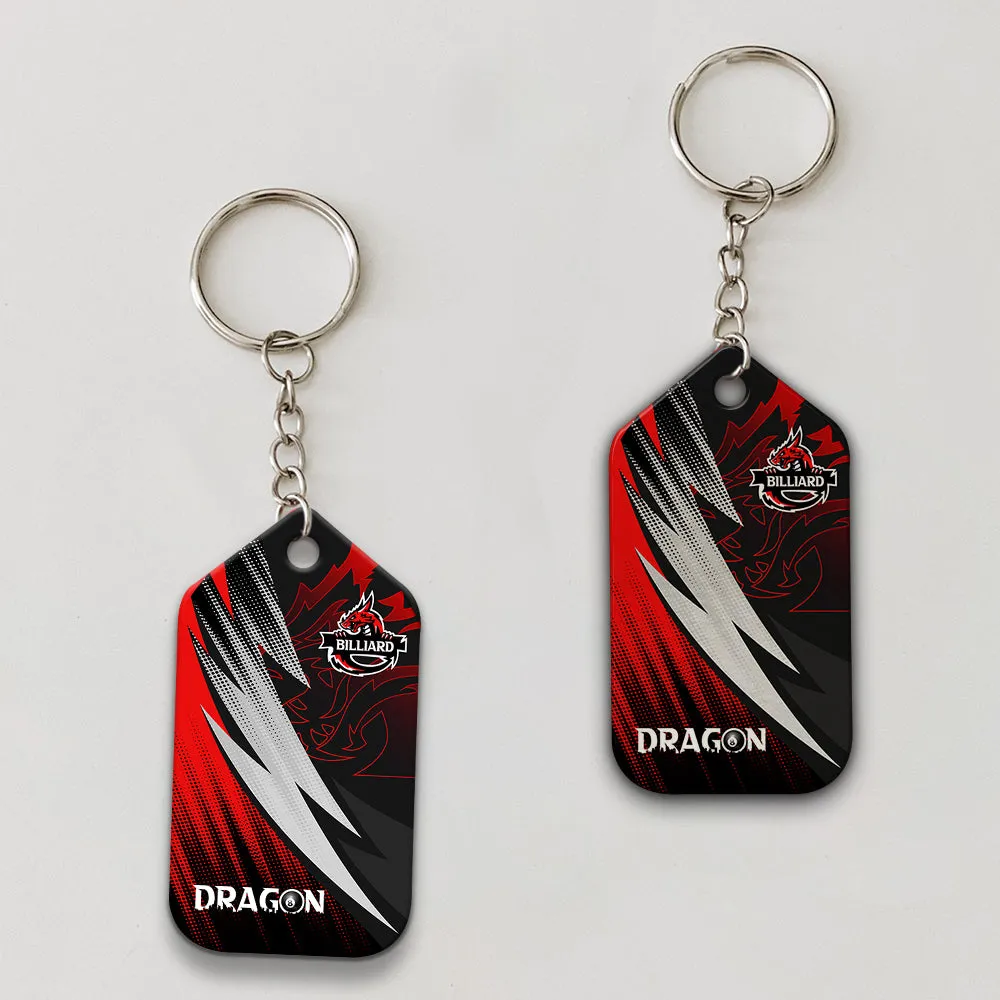 Dragon Team Billiard Pool 8 Ball On Fire Personalized Name Keychain Gift For Billiard Players