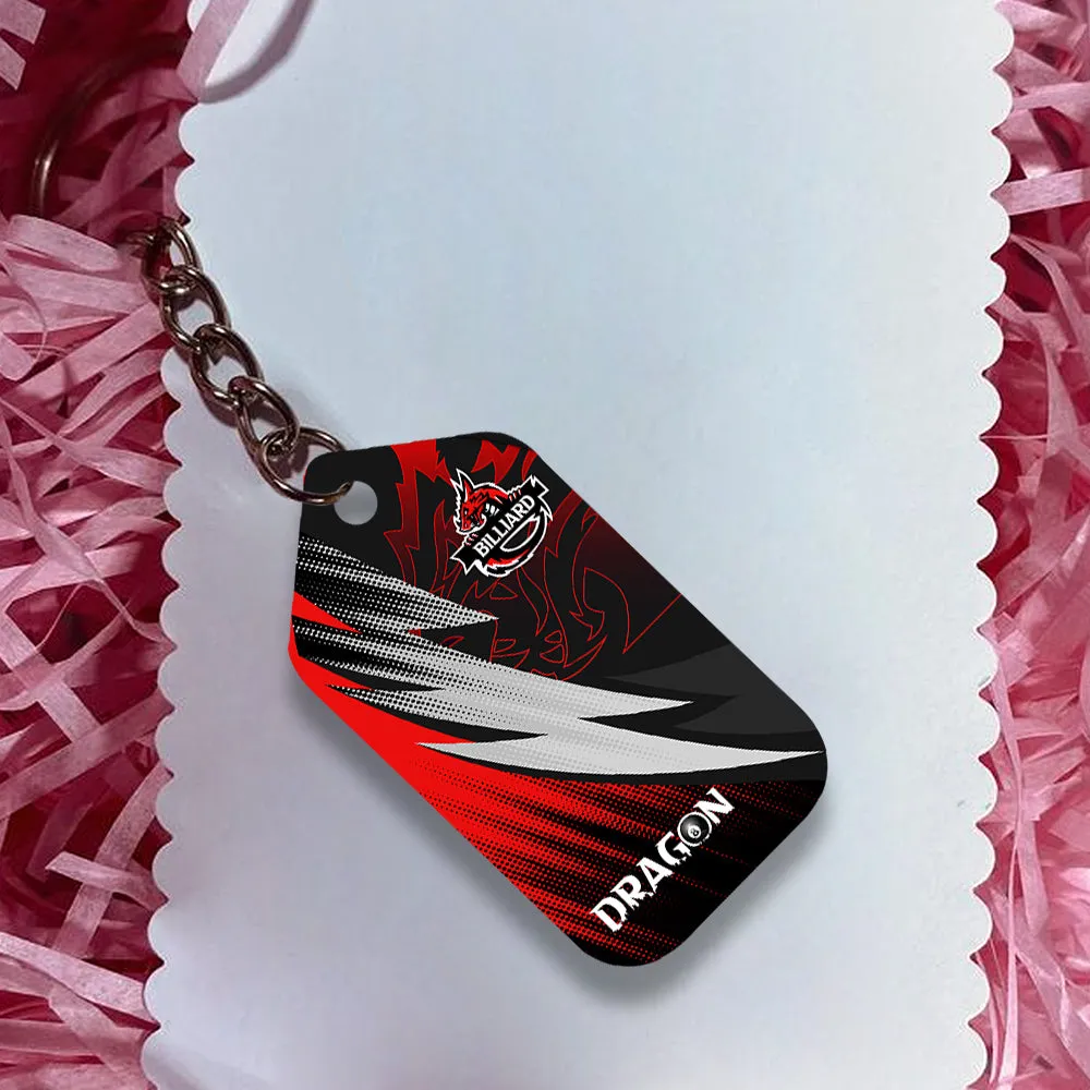 Dragon Team Billiard Pool 8 Ball On Fire Personalized Name Keychain Gift For Billiard Players