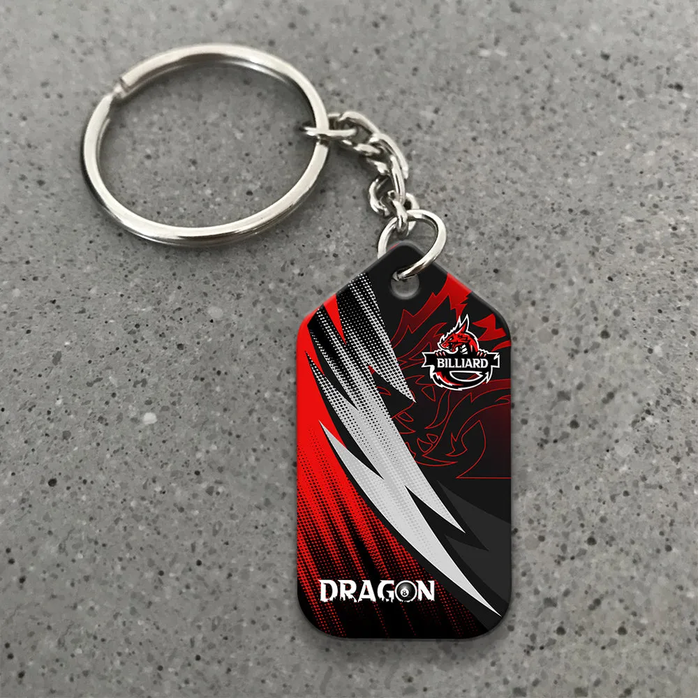Dragon Team Billiard Pool 8 Ball On Fire Personalized Name Keychain Gift For Billiard Players