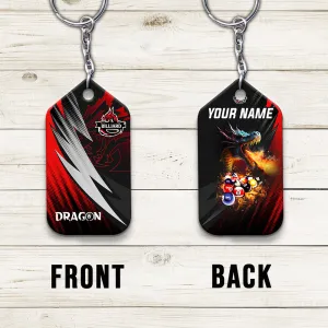Dragon Team Billiard Pool 8 Ball On Fire Personalized Name Keychain Gift For Billiard Players