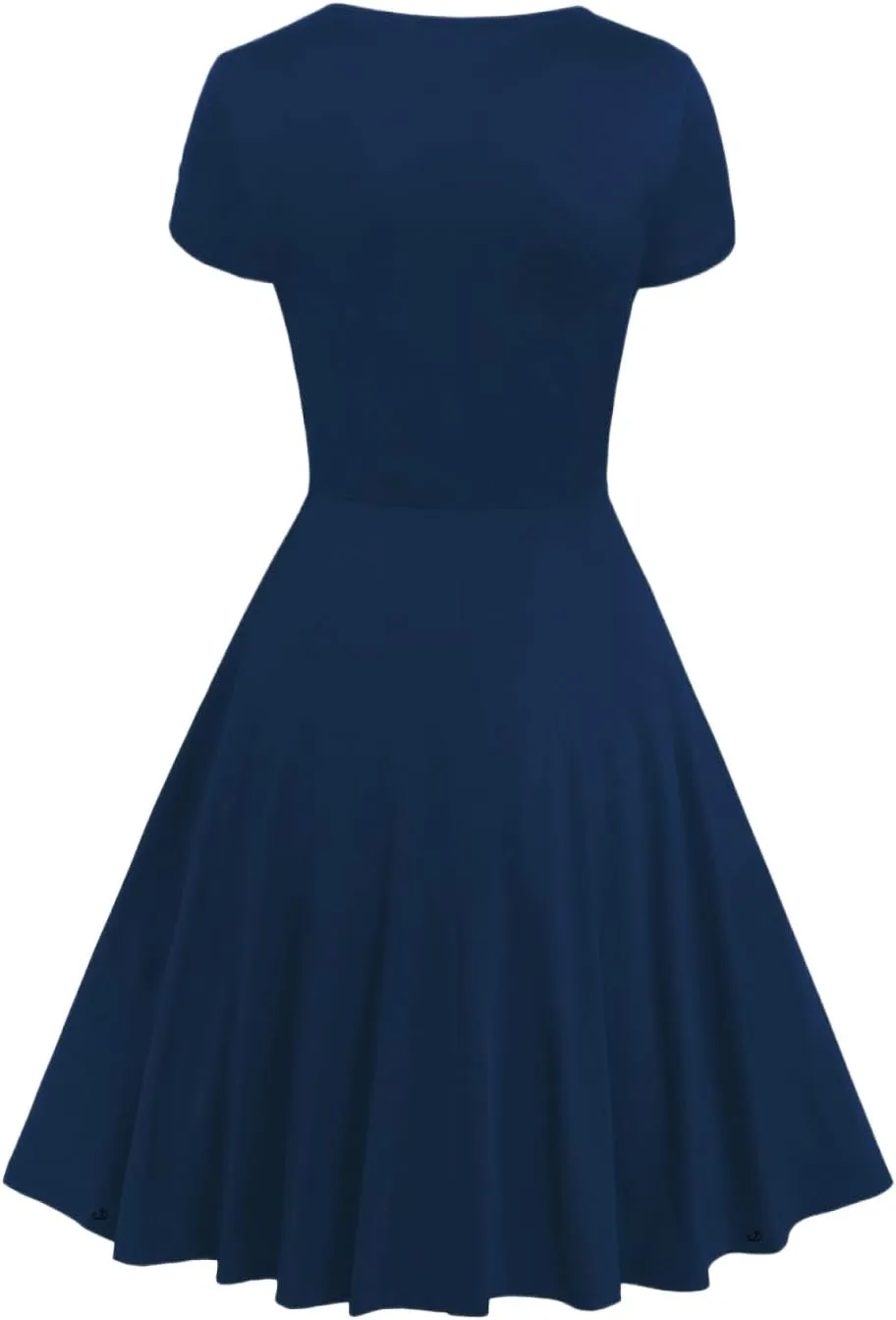 DRESSFO Gothic Vintage Victorian Vampire Retro Solid Grommet Lace Up High Waisted Mini Dress