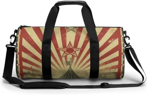 Duffel Bag for Men Women Gym Bag Vintage Circus Background Travel Duffel Bag Waterproof Overnight Bag for Sports Workout