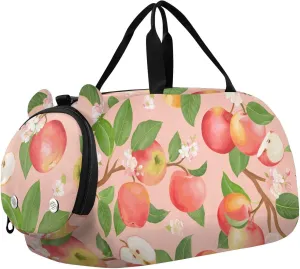 Duffel Bags for Boys Girls Apples Fruits Leaves Flowers Dance Bag Small Gym Bags for Kids Teens