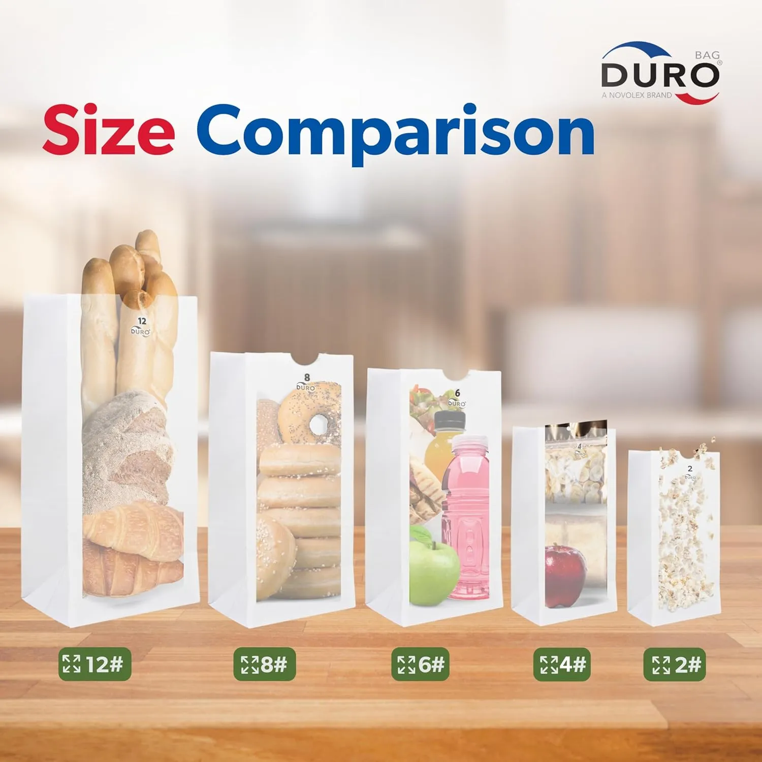 Duro 4# White Paper Lunch Bags 100-Count, Bulk Disposable Paper Bags, Small SOS for Popcorn Candy, Snacks & Treats - 5.00 x3.12 x 9.75 Inches