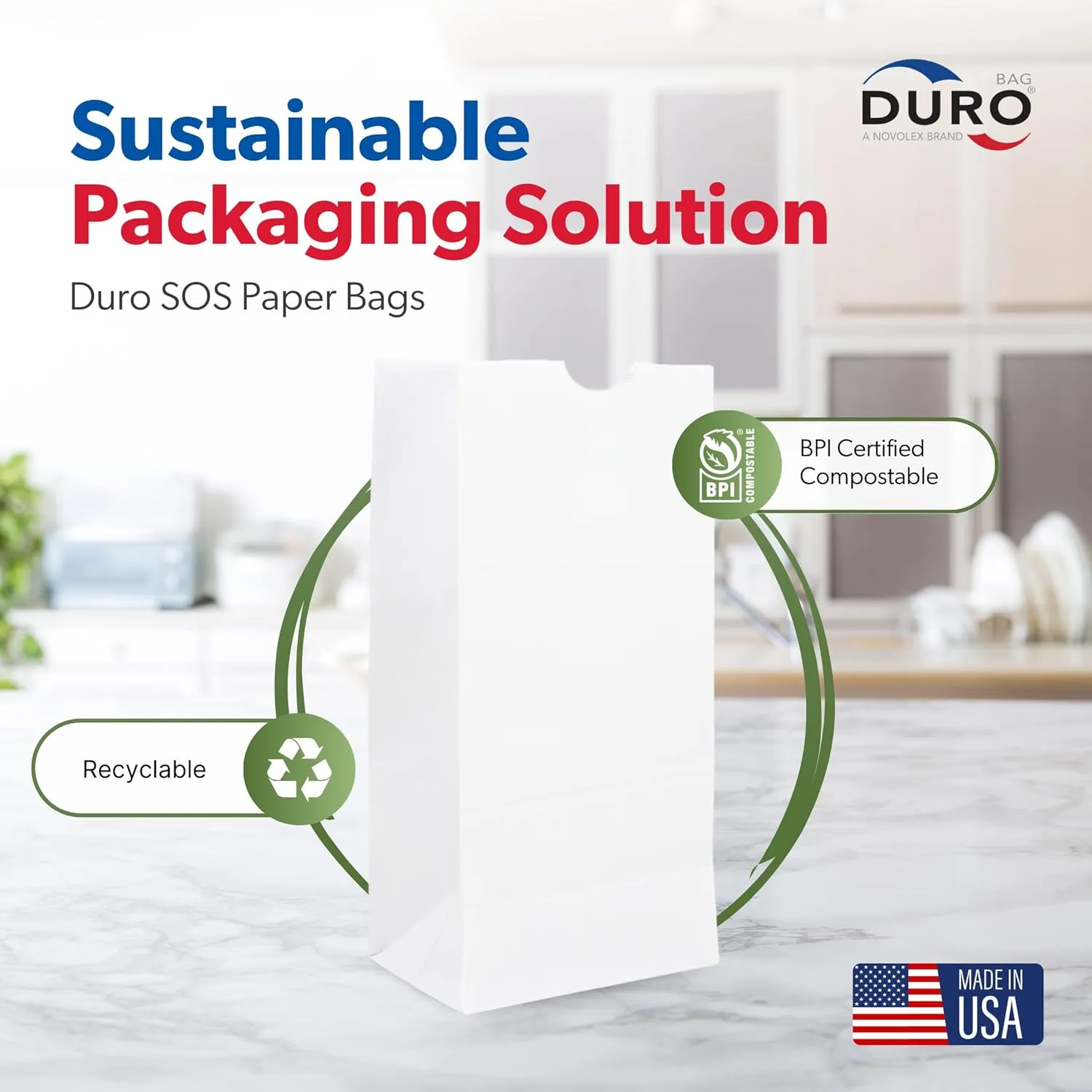 Duro 6# White Paper Bags 100-Count, Bulk Disposable Paper Lunch Sacks, SOS Bags for Popcorn, Candy, Snacks & Treats - 6.00 x3.62 x 11.06 Inches