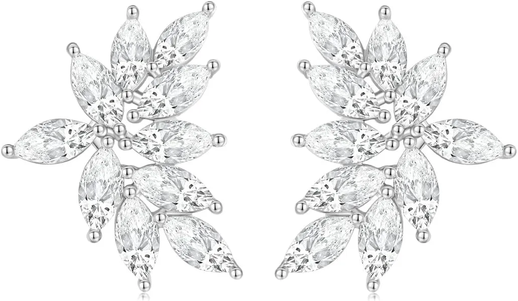 EAMTI Marquise Bridal Wedding Earrings for Women Cubic Zirconia Dangle Crystal Bridal Wedding Earrings 925 Sterling Post Dangle Earring for Bride Bridesmaid