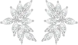 EAMTI Marquise Bridal Wedding Earrings for Women Cubic Zirconia Dangle Crystal Bridal Wedding Earrings 925 Sterling Post Dangle Earring for Bride Bridesmaid