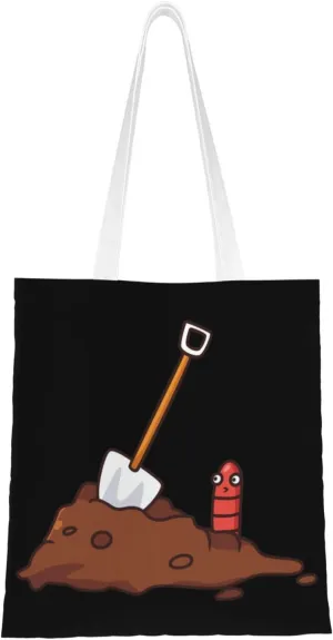 Earthworms and Shovels Tote Bag for Women Canvas Tote Bags Reusable Shopping Bags Use For Shopping The Tote Bag,Grocery Bags,DIY Gift Bags