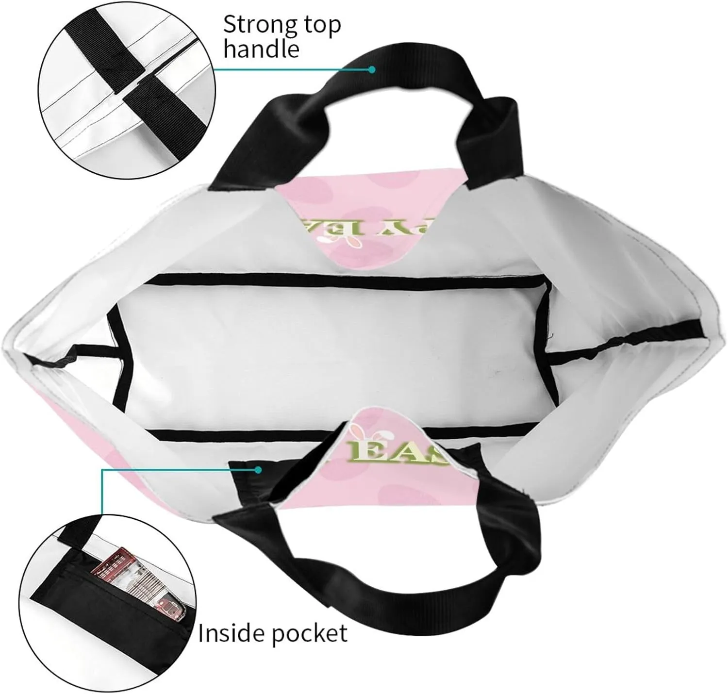 Easter Grocery Bag Happy Easter Shopping Bag Easter Egg Handbag Bags Easter Tote Bag for Outdoor