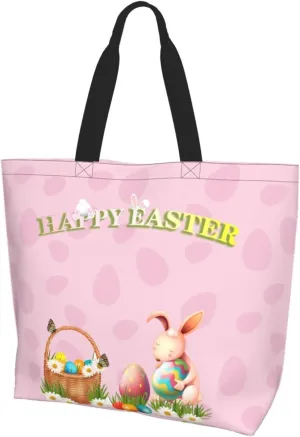 Easter Grocery Bag Happy Easter Shopping Bag Easter Egg Handbag Bags Easter Tote Bag for Outdoor