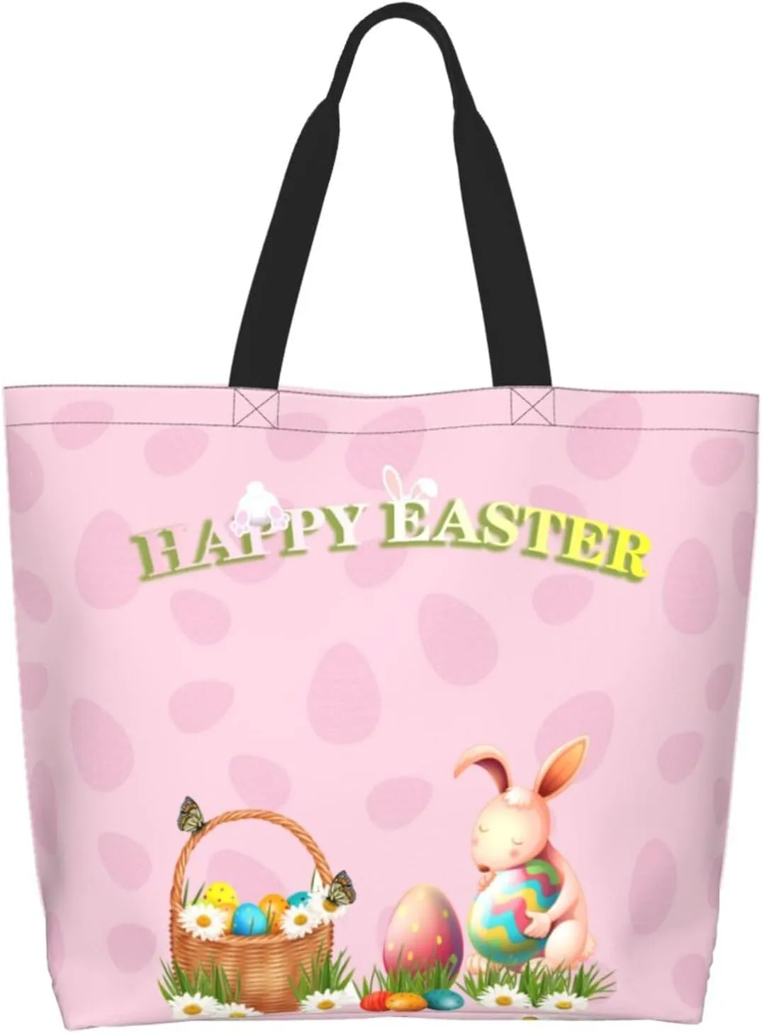 Easter Grocery Bag Happy Easter Shopping Bag Easter Egg Handbag Bags Easter Tote Bag for Outdoor