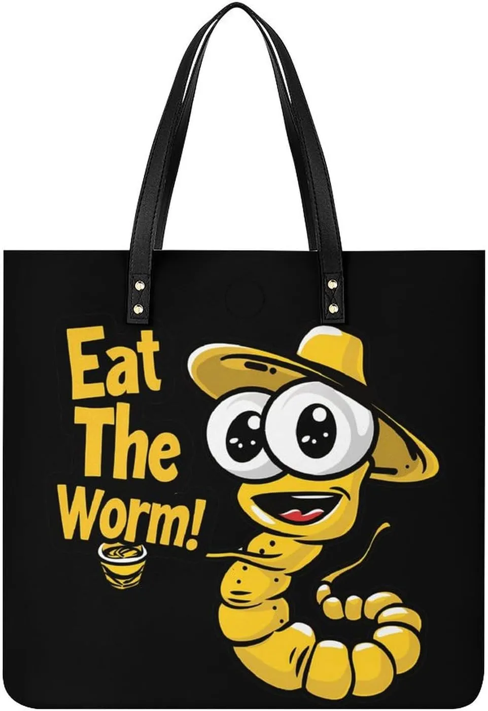 Eat The Worm Top Handle Satchel Handbags PU Leather Tote Bags Shoulder Bags for Women