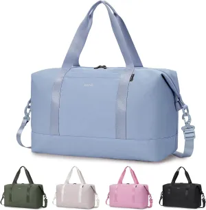ECOHUB Personal Item Travel Bag 18x14x8 Underseat Carry on with Removable TSA Approved Wet Bag Inner Pockets, Travel Duffel Bags Weekender for Women, 30L Grayish Blue