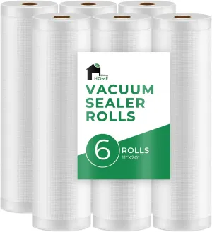 EconoHome Heavy Duty Vacuum Seal Bags for Food - Commercial-Grade, Airtight & Leakproof Plastic Vacuum Storage Bags for Sous Vide, Meal Preparation, Processing & Dry Aging Meat - 11"x20' Roll, 6 Pack