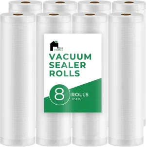 EconoHome Heavy Duty Vacuum Seal Bags for Food - Commercial-Grade, Airtight & Leakproof Plastic Vacuum Storage Bags for Sous Vide, Meal Preparation, Processing & Dry Aging Meat - 11"x20' Roll, 8 Pack