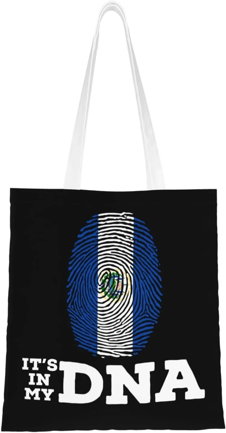 El Salvador It's in My DNA Tote Bag for Women Canvas Shopping Bags Reusable Large Capacity Casual Shoulder Handbags Grocery Bags