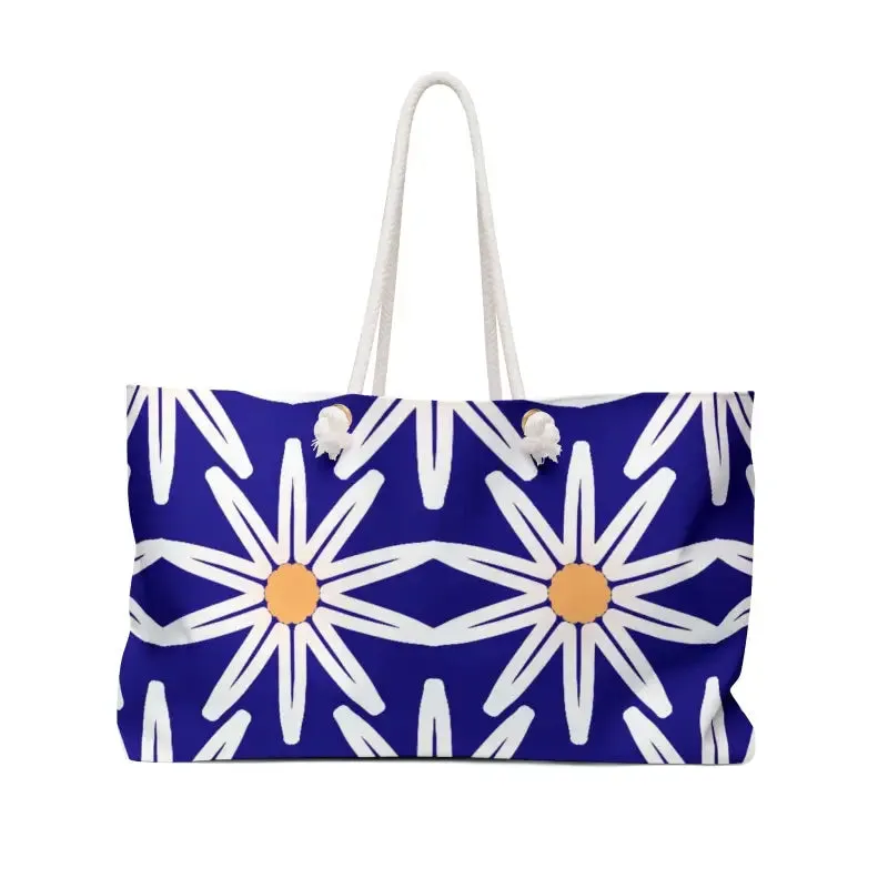 Electric Blue Oversized Polyester Weekender Bag