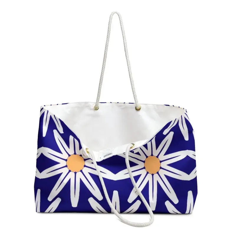 Electric Blue Oversized Polyester Weekender Bag