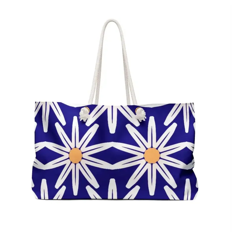 Electric Blue Oversized Polyester Weekender Bag