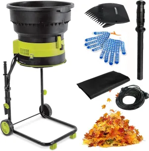Electric Leaf Crusher Garden Shredder, 2500w Compost Shredder with Wheeled Leaf Crusher, Leaf rake, Storage Bag, 8000rpm Shredder, for Yard cleanup (30m)
