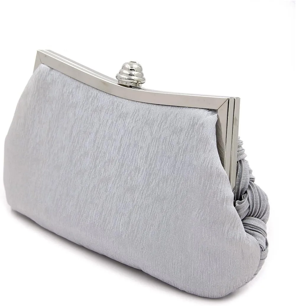 Elegant Braided Pleated Glitter Rhinestone Clutch Evening Bag - Diff Colors