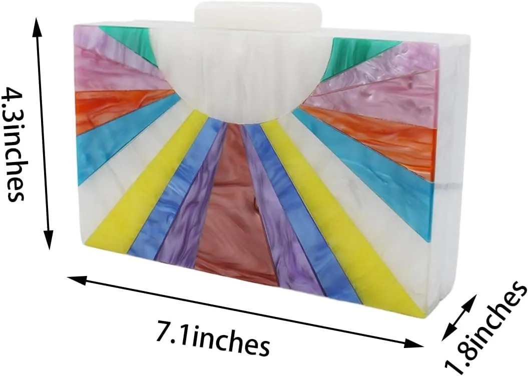 Elegant Ladies Acrylic Evening Clutch Multicolored Bag Box Stylish Marble Purse Handbag for Wedding Banquet Cocktail