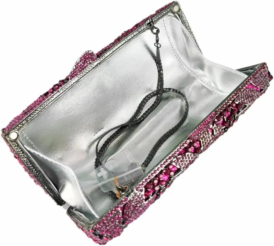 Elegant Ladies Floral Clutch Rhinestone Bag Flower Evening Bag Crystal Purse Bridal Handbag for Party Prom Cocktail