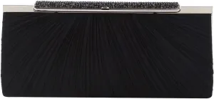Elegant Pleated Satin w/Crystal Top Hard Frame Clutch Evening Bag - Diff Colors