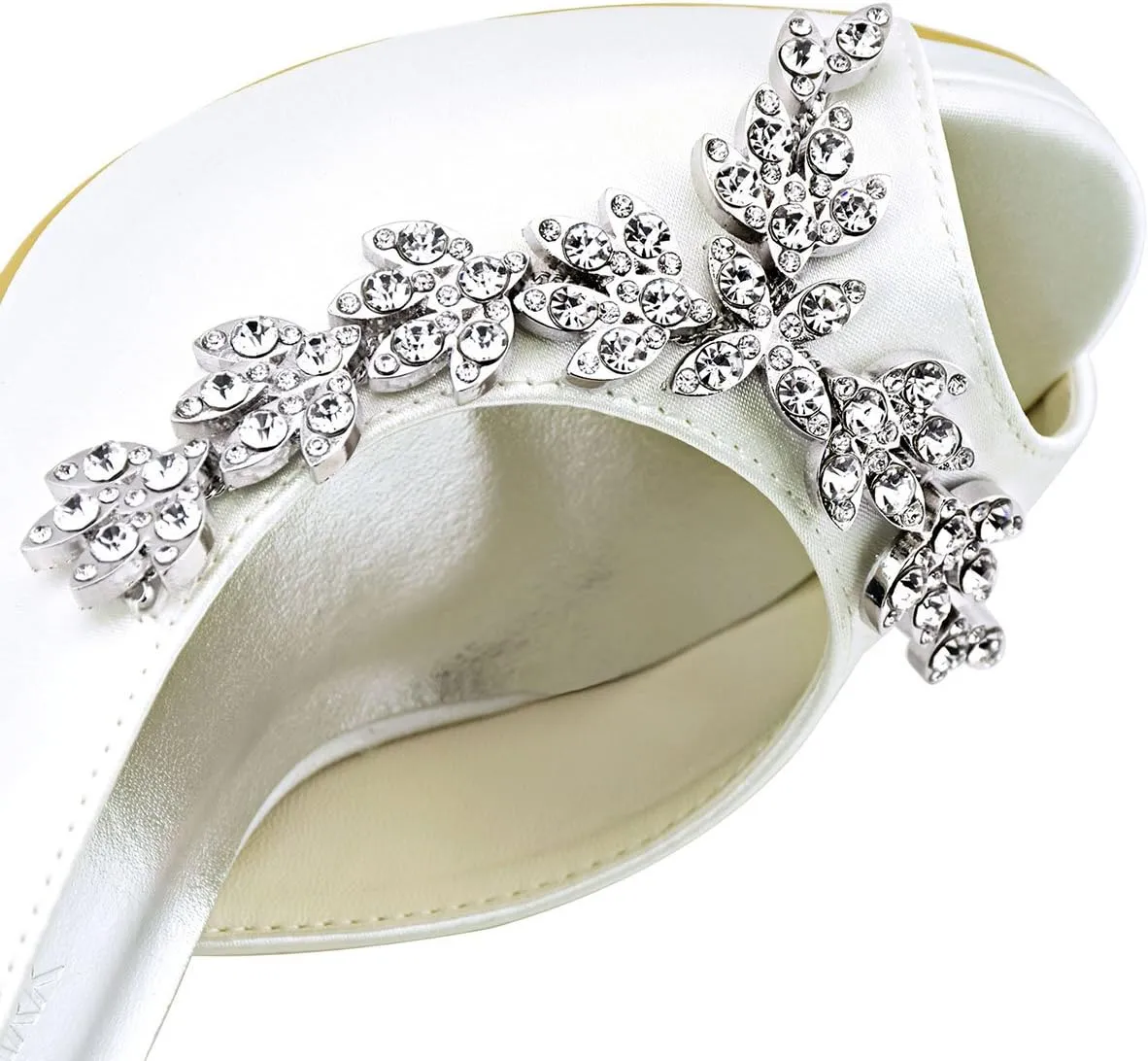 ELEGANTPARK Wedding Shoes for Bride High Heel Platform Bridal Shoes Rhinestones Wedding Heels for Women Pumps Satin Evening Party Prom Dress Pumps