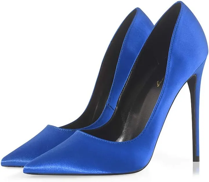 Elisabet Tang High Heels Womens Pointed Toe Heels Satin Pumps Stiletto Bridal Party Dress Evening Wedding Shoes for Woman