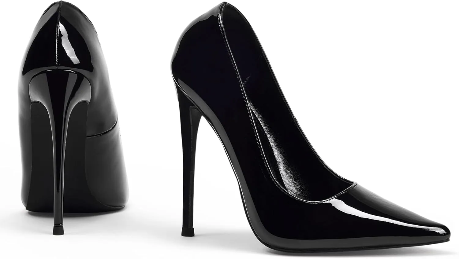Elisabet Tang Women Pumps 12cm/4.7 Inch Stiletto Heels Pumps Pointed Toe Patent Leather Slip On High Heel Evening Party Dress Shoes