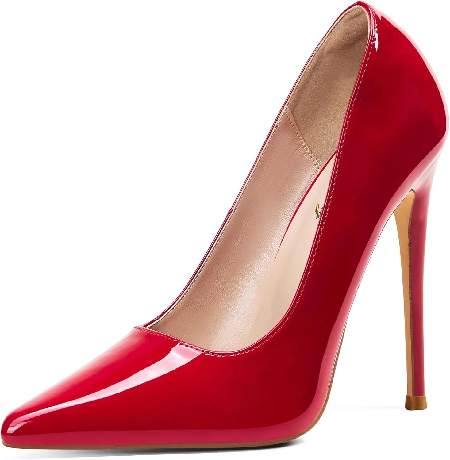 Elisabet Tang Women Pumps 12cm/4.7 Inch Stiletto Heels Pumps Pointed Toe Patent Leather Slip On High Heel Evening Party Dress Shoes