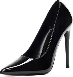 Elisabet Tang Women Pumps 12cm/4.7 Inch Stiletto Heels Pumps Pointed Toe Patent Leather Slip On High Heel Evening Party Dress Shoes
