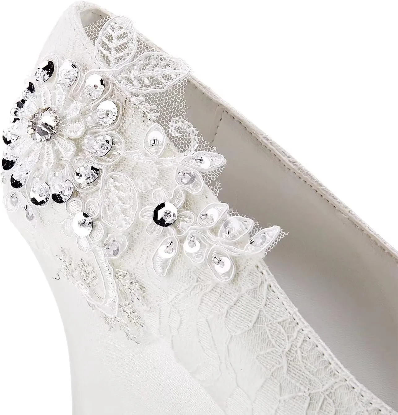 Emily Bridal Women's Silk Like Satin Wedge Heel Wedges with Crystal