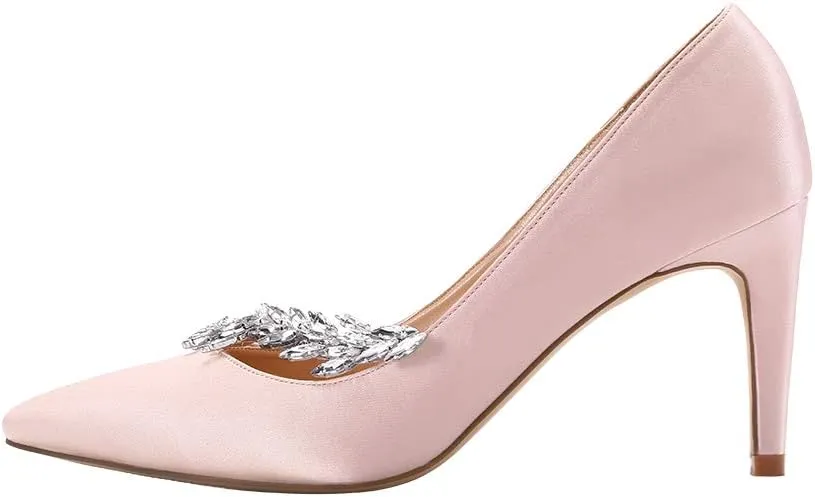 ERIJUNOR Pointed Toe Mid Heels Wedding Party Evening Dress Pumps for Women