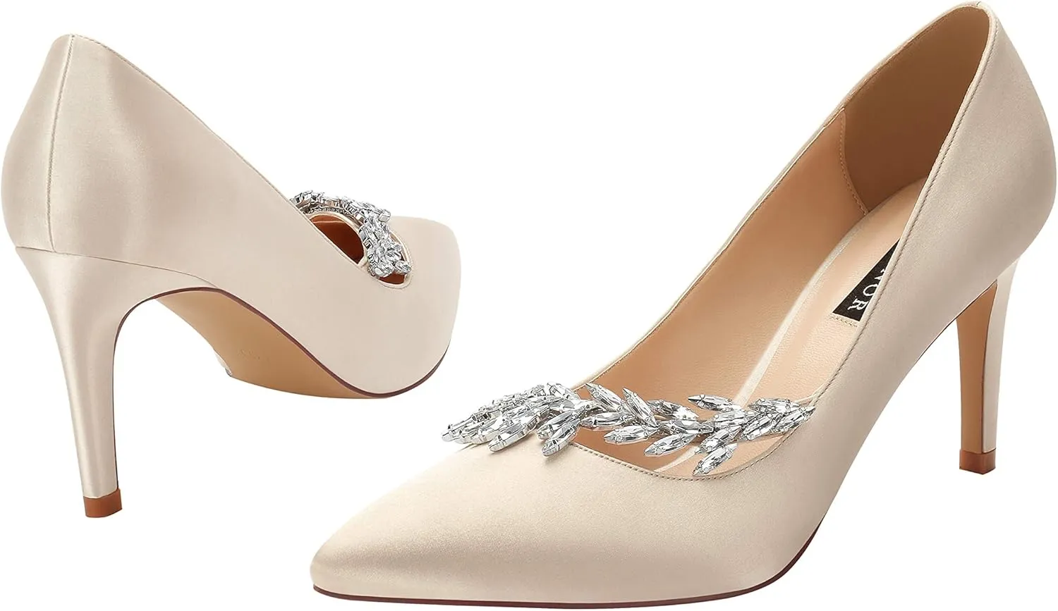 ERIJUNOR Pointed Toe Mid Heels Wedding Party Evening Dress Pumps for Women