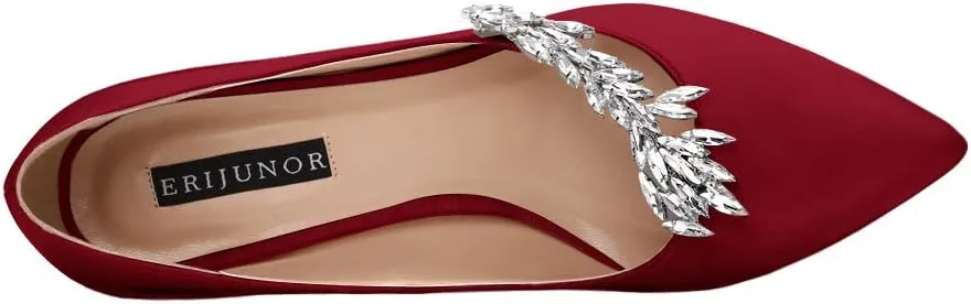 ERIJUNOR Pointed Toe Mid Heels Wedding Party Evening Dress Pumps for Women