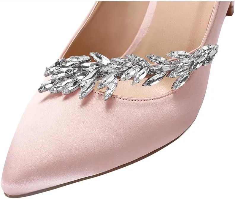 ERIJUNOR Pointed Toe Mid Heels Wedding Party Evening Dress Pumps for Women