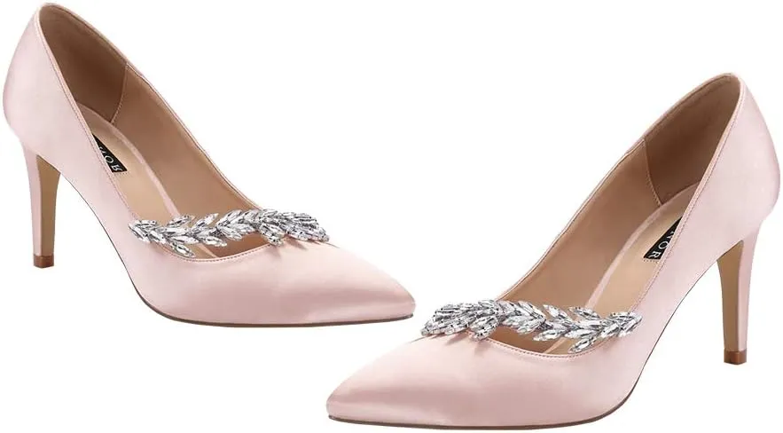 ERIJUNOR Pointed Toe Mid Heels Wedding Party Evening Dress Pumps for Women