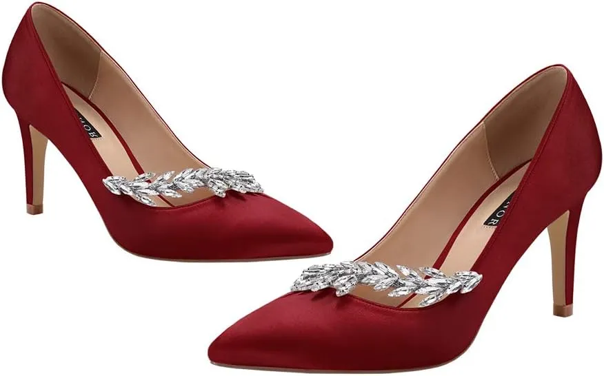 ERIJUNOR Pointed Toe Mid Heels Wedding Party Evening Dress Pumps for Women