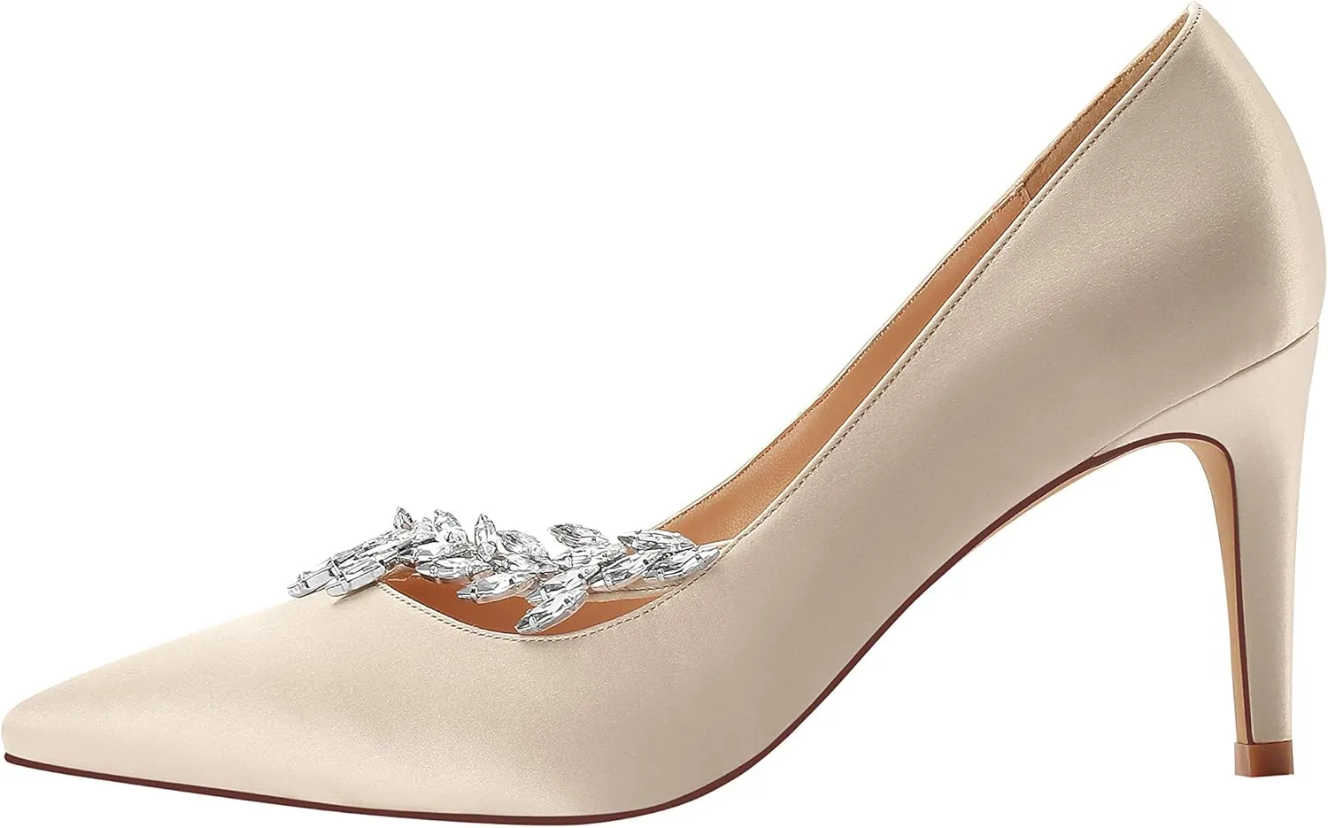 ERIJUNOR Pointed Toe Mid Heels Wedding Party Evening Dress Pumps for Women
