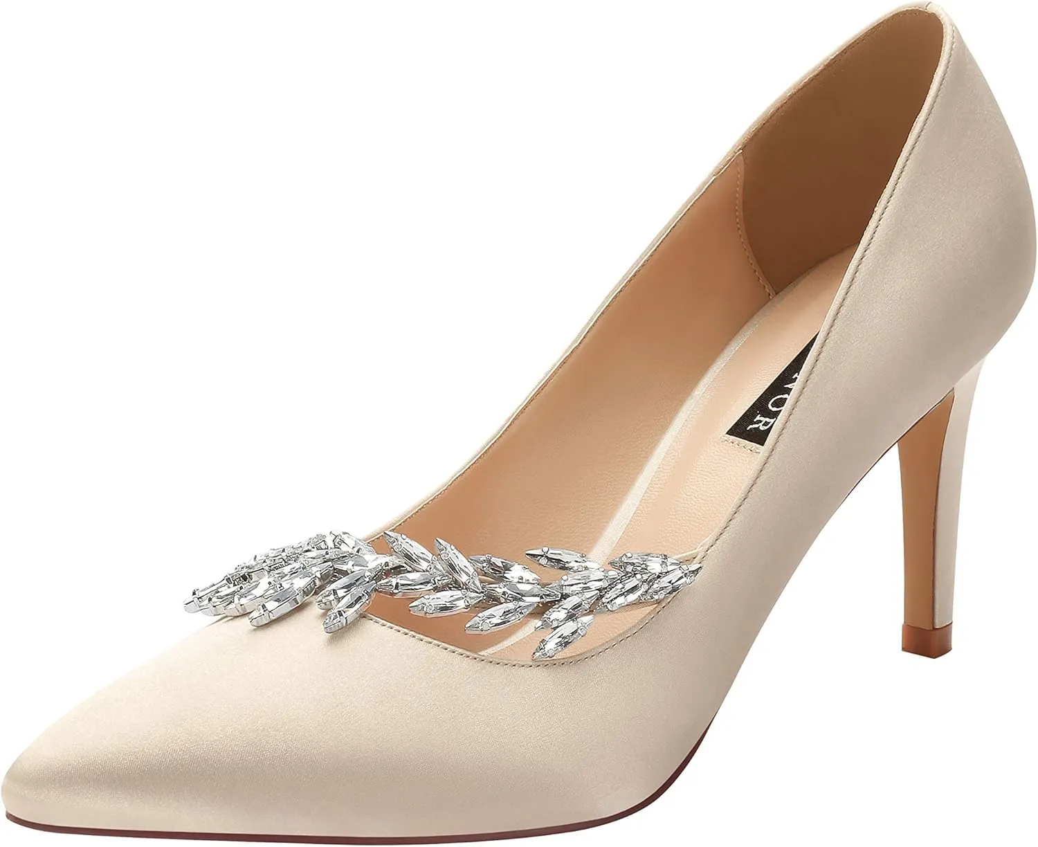 ERIJUNOR Pointed Toe Mid Heels Wedding Party Evening Dress Pumps for Women