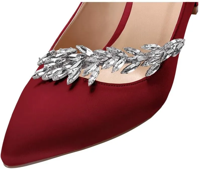 ERIJUNOR Pointed Toe Mid Heels Wedding Party Evening Dress Pumps for Women