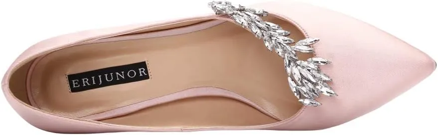 ERIJUNOR Pointed Toe Mid Heels Wedding Party Evening Dress Pumps for Women