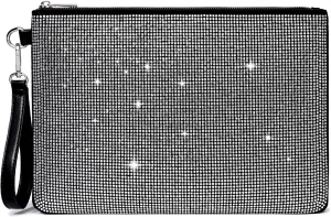 ER.Roulour Evening Bag for Women Rhinestone Crystal Envelope Clutch Purses Large Square Handbags for Party Wedding Prom